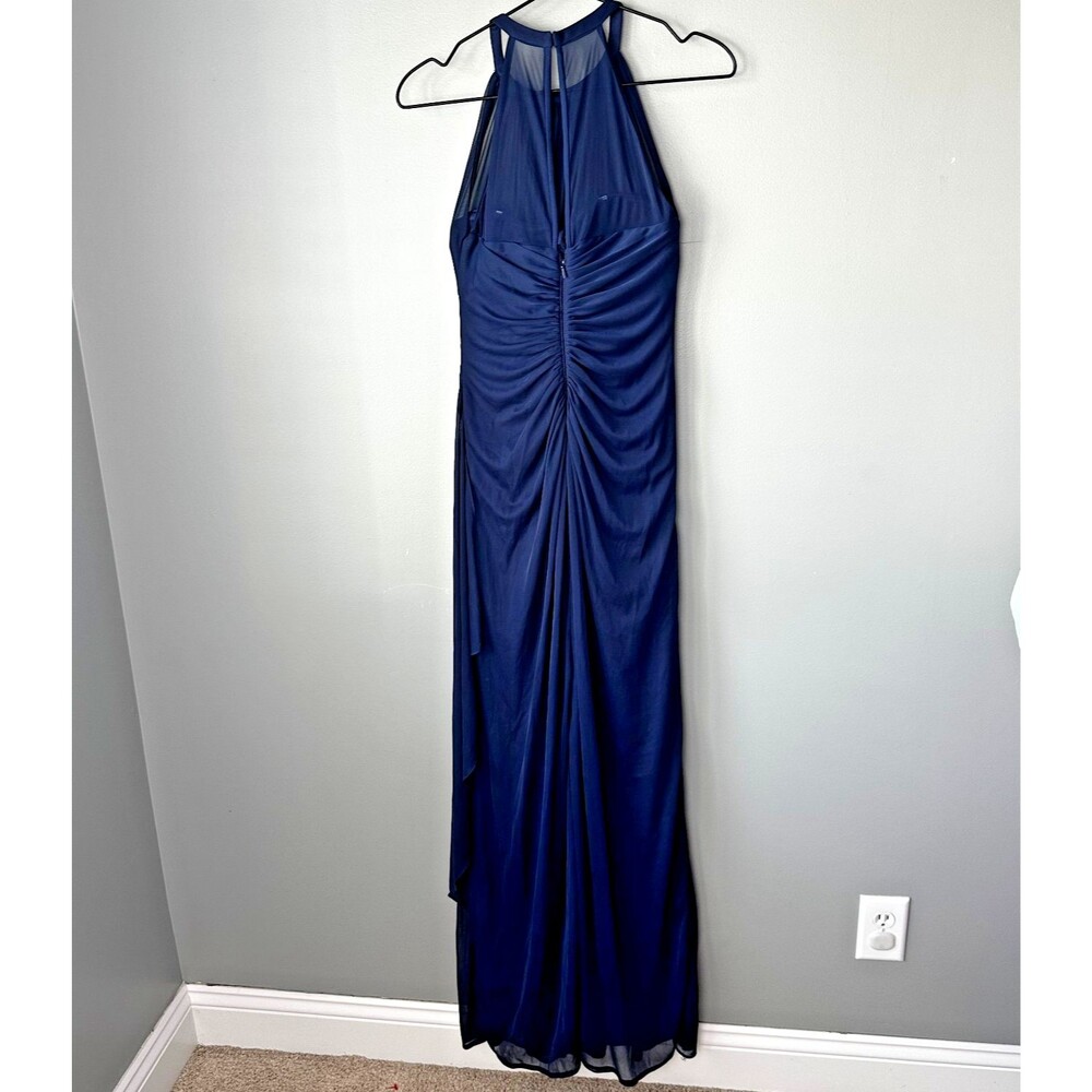 David's Bridal Navy Halter Bridesmaid Dress Sleeveless Womens Size 4